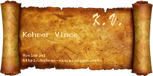 Kehrer Vince névjegykártya